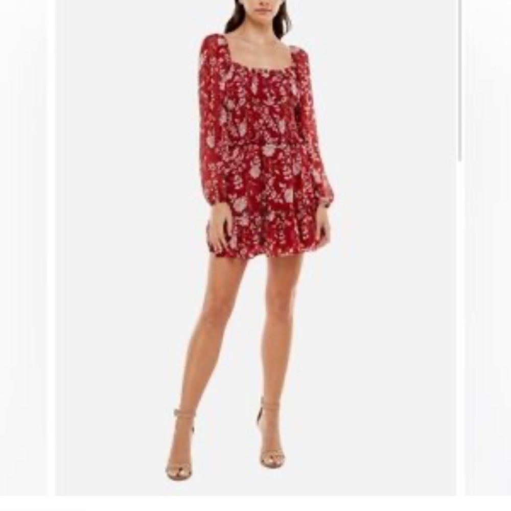 Altar'd State Red and White Ruffled Tiered Mini Dress